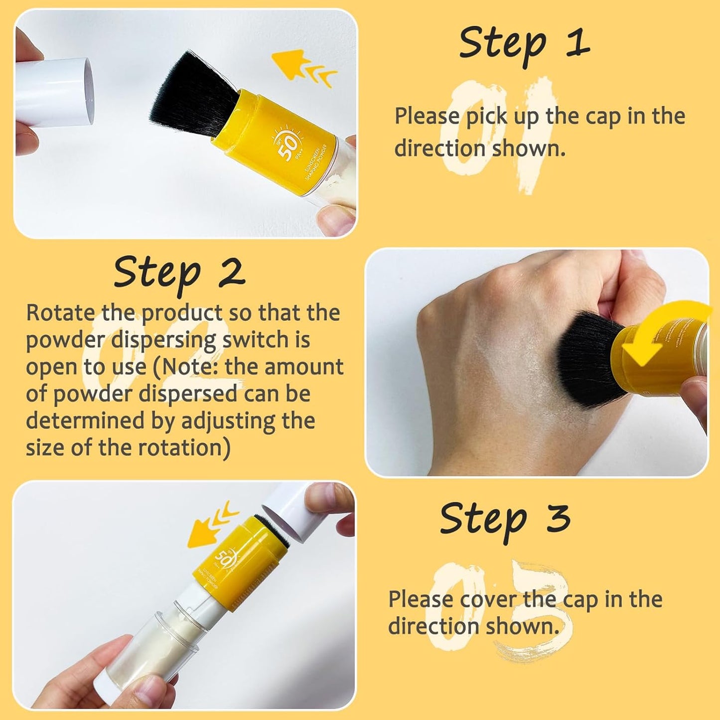 Mineral Sunscreen Setting Powder SPF 50, Sunscreen Powder for Face & Scalp, TranslucentSunscreenPowder with Brush, Oil Control Natural Matte Finish LoosePowder, Lasting Lightweight Breathable