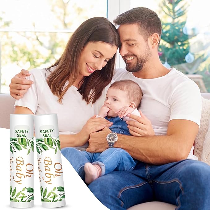 DMSKY 60 Pcs Baby Shower Favors, Lip Balms Bulk Gift for Guests, Boys Girls Games Neutral Gender Reveal Favors, Baby Shower Birthday Party Supplies Basket Gift Stuffers