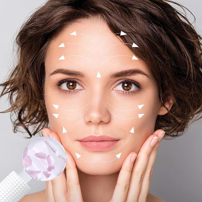 Ice Globes & Ice Roller for Face and Eyes - Facial Massage Tools for Skin Care, Reduce Wrinkles & Puffiness, Cooling Globes & Roller Ball for Glowing Skin 2PCS (Pink)