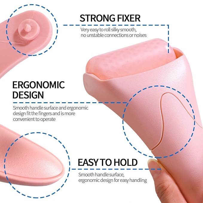 Teenitor Pink Ice Roller for Face, Ice Face Roller, Eye Roller for Puffy Eyes, Facial Roller Spa Self Care Tools for Women