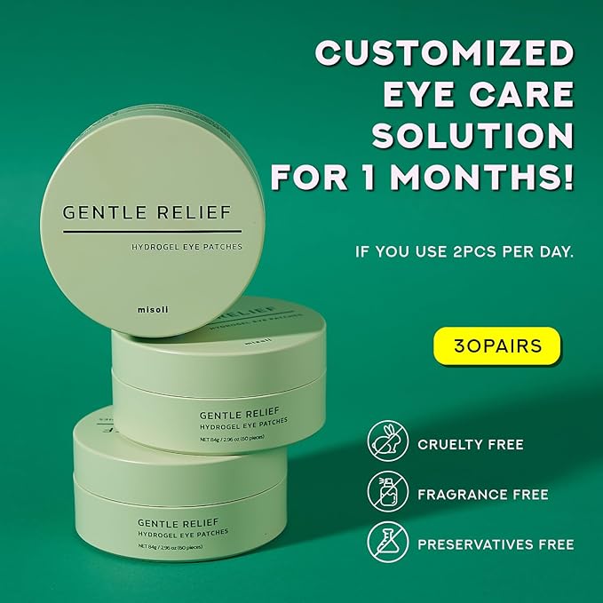 Gentle Relief Under Eye Patches | Calming Eye Treatment Gel Masks With 3-Cica Complex & Panthenol | Under Eye Masks For Dark Circles and Puffiness, Under Eye Bags, Wrinkle Care, Men and Women