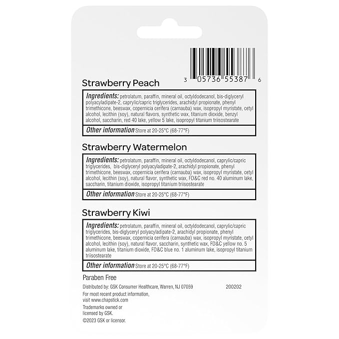 ChapStick Lip Moisturizer, Strawberry Remix 3-Packs (12 Sets/36 Tubes) – Bulk Lip Balm, Refreshing & Sweet, 0.15 Oz Ea