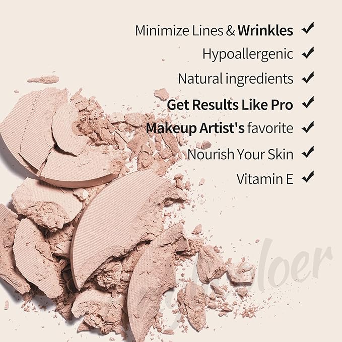 AQUAPURITY - PHOERA Sheer Matte Fixing Powder Makeup Base Fixer Setting Powder Foundation Fixing Compact Pressed Powder Long Lasting Make Up Fixer Skin Vitamin E Beauty Blender (204 Buff Beige…)