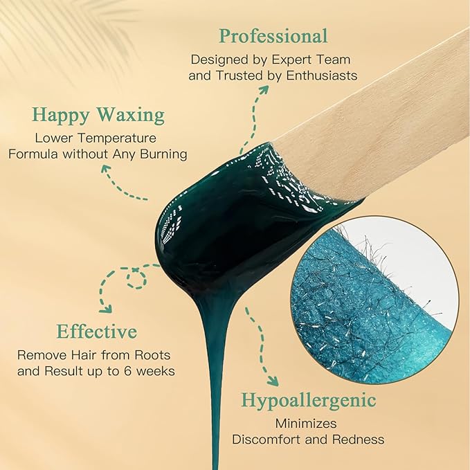 Hard Wax Beads for Hair Removal – 6 Packs, 21oz Total – Smooth & Long-Lasting Hair Removal for All Skin Types