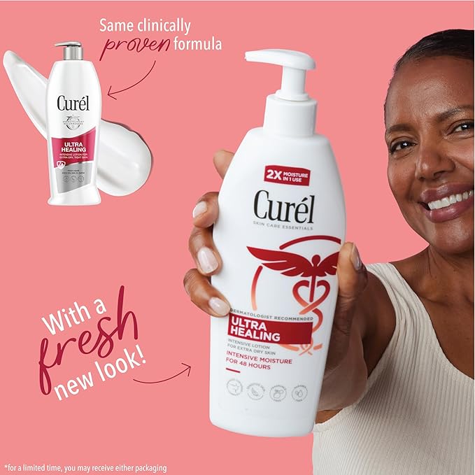 Curel Ultra Healing Intensive Fragrance-Free Lotion For Extra-Dry Skin, Dermatologist Recommended, Ideal for Sensitive Skin, Cruelty Free, Paraben Free, 20 Oz