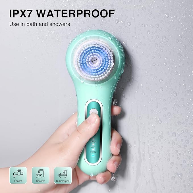 Face Scrubber Exfoliator,Facial Cleansing Brush Rechargeable IPX7 Waterproof with 5 Brush Heads,Electric Face Spin Brush for Exfoliating, Massaging and Deep Cleansing