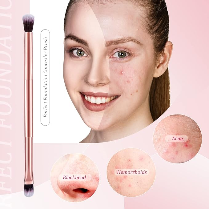 6 Pcs Eyeshadow Smudge Brush 2-in-1 Eyeshadow 2 Double Ended Make Up Brush Concealer Cosmetics Under Eye Small Soft Firm Pointed Foundation Makeup Applicator for Blending Eye Shadow Liner