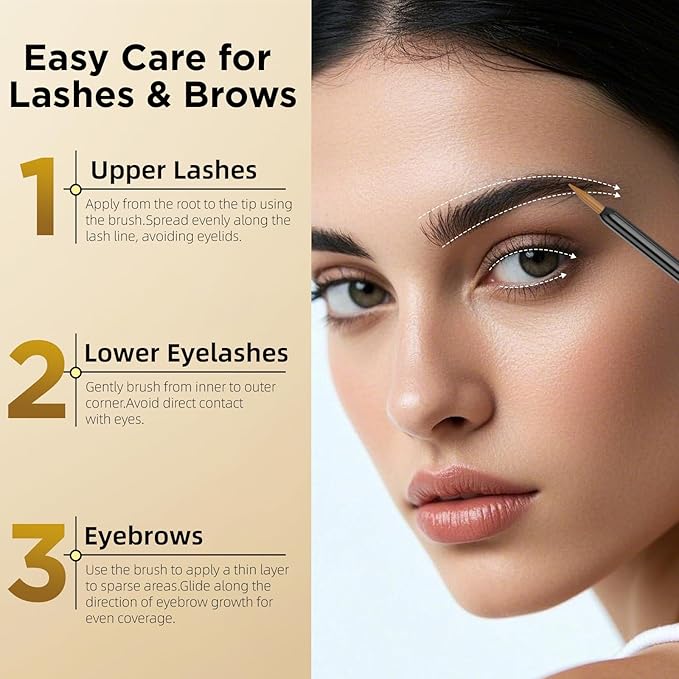 Eyelash & Eyebrow Growth Serum – 15 Plant Extracts for Longer, Denser & Fuller Lashes & Brows, Boosts Natural Hair Development,eyelash serum,Hypoallergenic Oil-Free,lash growth serum (Golden Yellow)
