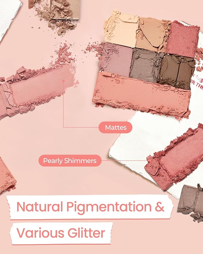 AMTS True Beauty Dear Rose Eyeshadow Palette, Matte Shimmer Glitter Highly Pigmented, Long Lasting, Cheek blush, K Beauty, Korean makeup