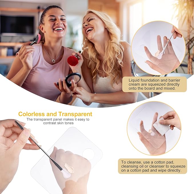 Acrylic Cosmetic Makeup Palette, Makeup Mixing Tray with Makeup Spatula Metal Mirror for Beauty Salon Color Cream Liquid Foundation Mixing Palette (10 Pcs Makeup Spatula Sets)