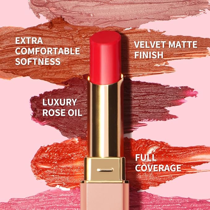 Oulac Violet Soft Matte Lipstick| Lipstick & Blush Duo| Velvet Smooth Lip Stick| Highly Pigmented & Misty Texture| Full Coverage Lip Stains Enriched with Rose Oil| Vegan & Clean Beauty| Y11