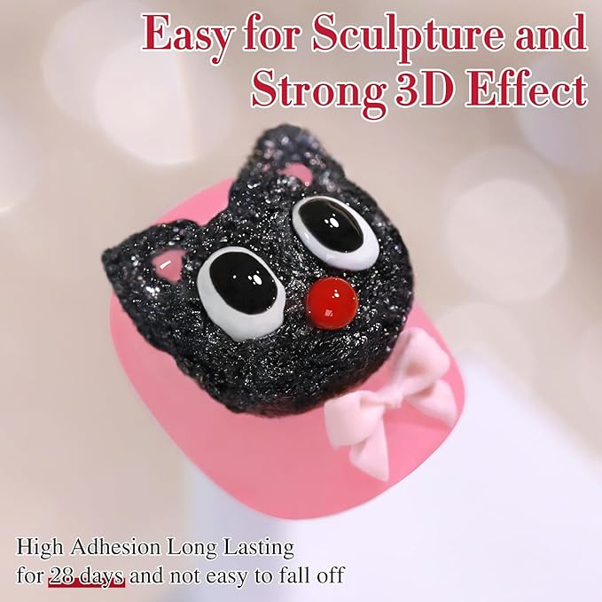 Double Rhythm 3D Nail Gel Solid Sculpting Gel for Nail Art Non-Sticky Hard Gel for Building Carving Molding Nail Extension Soak Off UV/LED Salon Home DIY 0.5 Oz (Gypsum Black)