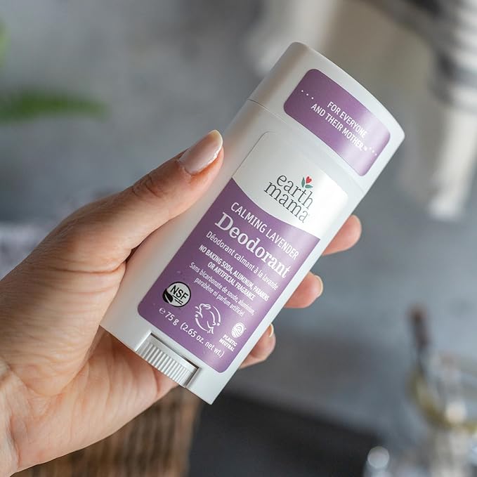 Earth Mama Calming Lavender Deodorant | Safe for Sensitive Skin, Pregnancy and Breastfeeding, Contains Organic Lavender, Calendula and Coconut Oil, No Baking Soda or Aluminum, 2.65-Ounce (2-Pack)