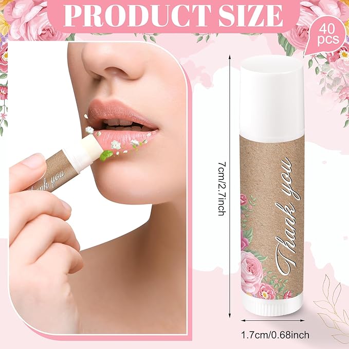 Demissle Jasmine Moisturizing Lip Balm, 40 Pcs Bulk - Thank You for Celebrating with Us, Wedding Favors, Bridal Showers