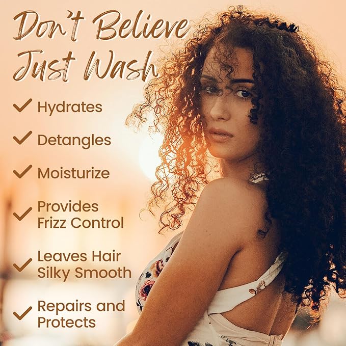 FILPO Beauty Hair Detangler Spray - 6 in 1 Coconut Milk and Argan Oil Infused Hydrating Anti-Frizz Leave-in Conditioner for Curly Hair