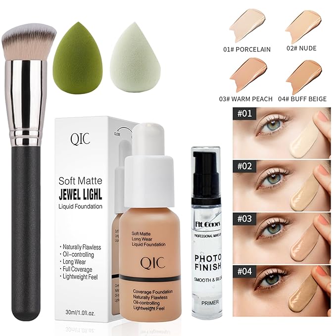 All In One Makeup Kit Full Kit, 3 Pcs Cream Contour Sticks,12 Colors Eyeshadow Palette,Full Coverage Foundation, 6 Colors Lipstick Set, Waterproof Eyeliner and Mascara(102# Nude)