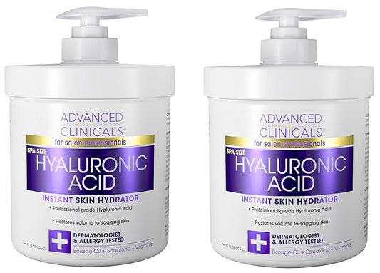 Advanced Clinicals Hyaluronic Acid Body Lotion & Face Moisturizer W/Vitamin E | Hydrating Dry Skin Firming Lotion Minimizes Look Of Wrinkles, Stretch Marks, & Crepey Skin | Skin Care Products, 2pc