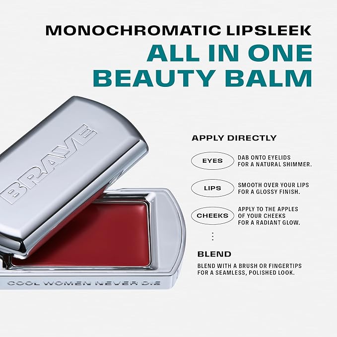 BRAYE Lipsleek Lip Balm, Monochromatic Cream Blush 2-in-1 Face Makeup, Hydrating & Mood Buildable, Vegan + Cruelty-Free Glow for Cheeks l 05 Ease