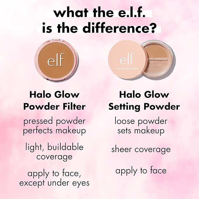 e.l.f. Halo Glow Powder Filter, Ultra-fine Finishing Powder, Smooths The Look of Pores & Fine Lines, Creates A Soft-Focus Glow, Vegan & Cruelty-Free, Medium Neutral