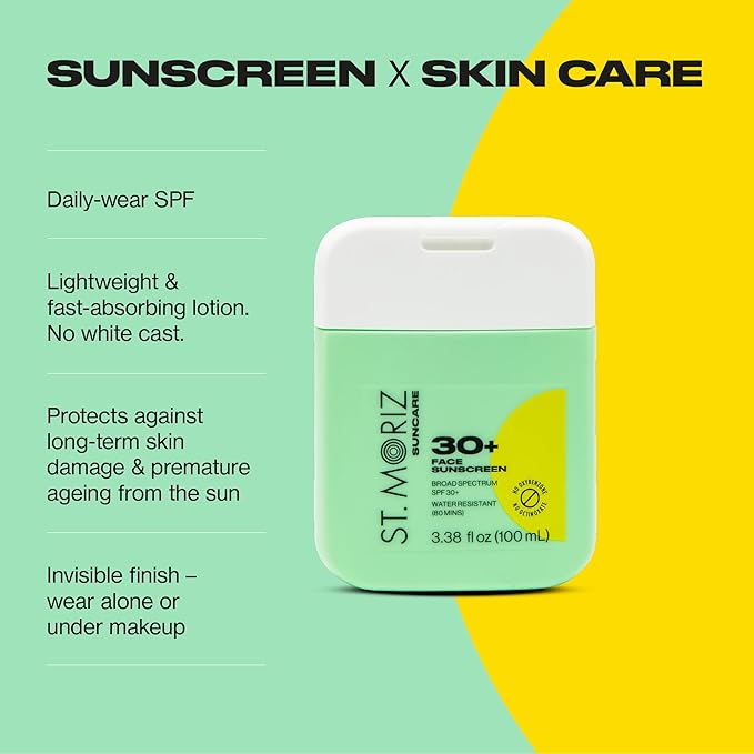 St Moriz Suncare SPF - Sunscreen - Broad Spectrum Protection Water Resistant Sunscreen Moisturizing Lotion + Vitamin E - Oxybenzone & Octinoxate Free - Vegan - Face, 30, Sun Protection Factor (SPF)