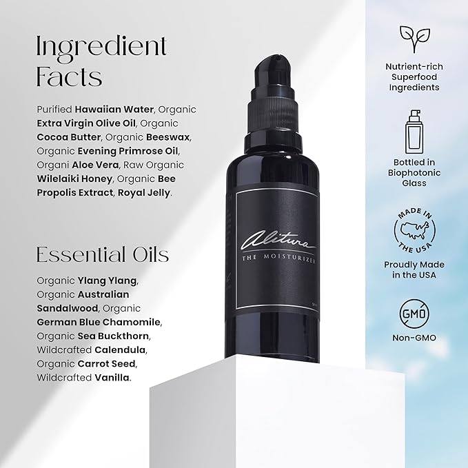 Alitura Naturals Face Moisturizer for Men & Women – 50ml Daily Hydrating Cream with Aloe Vera, Bee Propolis, Sea Buckthorn, & Honey – Anti-Aging, Soothing, Non-GMO, USA Made