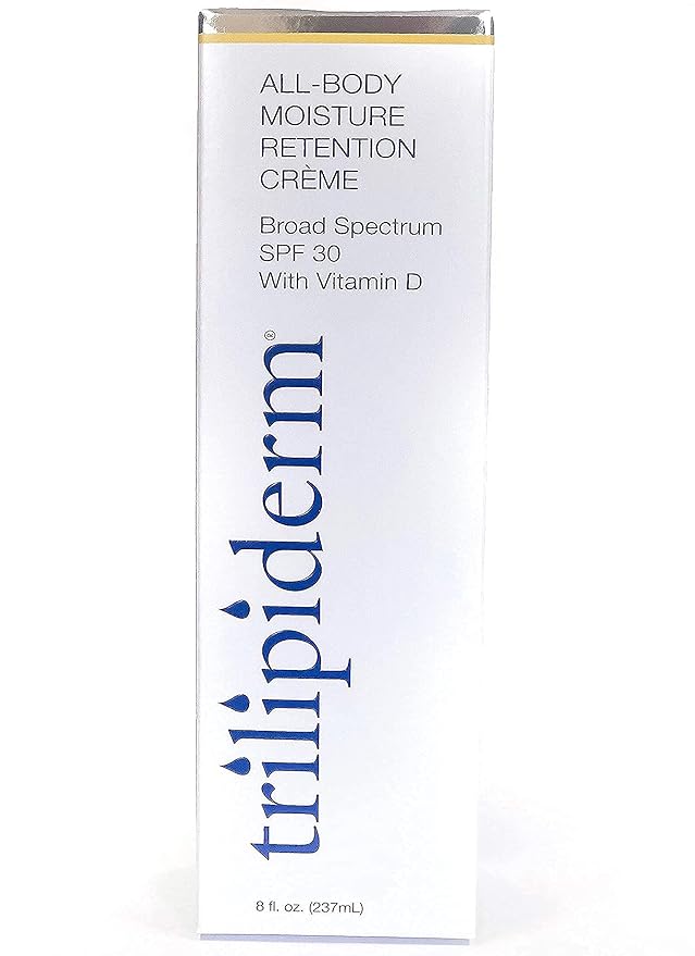Trilipiderm All-Body Moisture Retention Crème with SPF 30, Vitamin D - 8oz Airless Pump Sunscreen