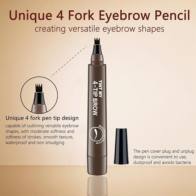 2025 Upgraded Magic Eyebrow Pencil for Women, Long-Lasting Ultra-Fine Tip Waterproof Eye Brow Pencils with 4 Fork, Smudge-Proof Natural Brow Makeup for Women - Light Brown