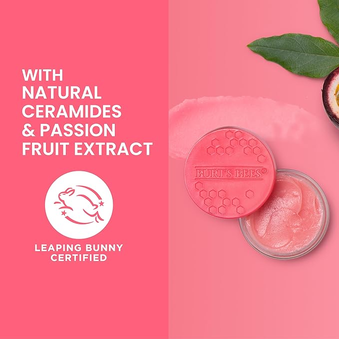 Burt's Bees Overnight Lip Sleeping Mask, 0.25 oz - Moisturizing, Hydrating, Exfoliating, Reduces Fine Lines, Ceramide Infused, Passionfruit Scent