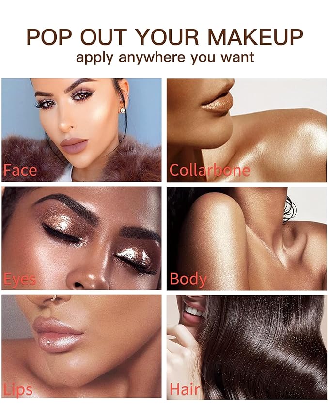 Fairy Highlight Puff Stick Highlight Patting Powder - Multi-Functional Shimmer Powder for Illuminating and Brightening Your Face and Body (#03 Gold Brown)