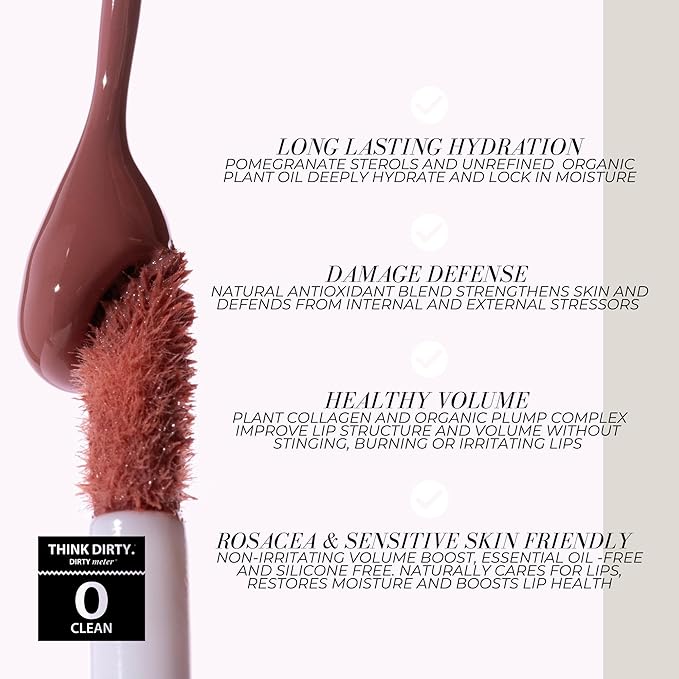 FITGLOW Beauty Lip Colour Serum | Hydrating Lip Gloss | Plumping Anti-Aging Lip Treatment | Natural Shine with Pomegranate Sterols & Collagen | Buildable Color for Dry Chapped Lips | Juice - 10g