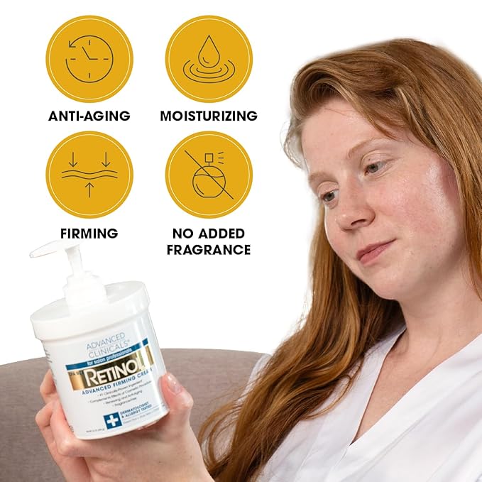 Advanced Clinicals Retinol Body Lotion Moisturizer Face Lotion & Body Cream | Crepey Skin Care Treatment Targets Look Of Crepe Skin, Wrinkles, Sagging Skin, & Sun Damaged Skin, 16 Oz