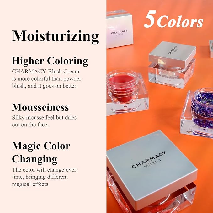 CHARMACY Magic Color Lip & Cheek Balm, PH Color Changing Blusher for Cheeks, Long Lasting Moisturizing Multi Use cream Waterproof Blush Makeup, BLUE DREAMLAND (#02)
