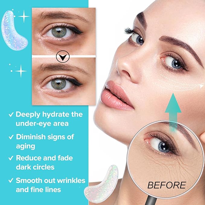 28 Pairs Collagen Eye Mask, Anti Wrinkle Eye Patches for Puffy Eyes and Dark Circles, Natural Marine Collagen Eye Gel Pads for Puffiness, Eye Treatment Skin Care for Puffiness Wrinkle Eye Bags