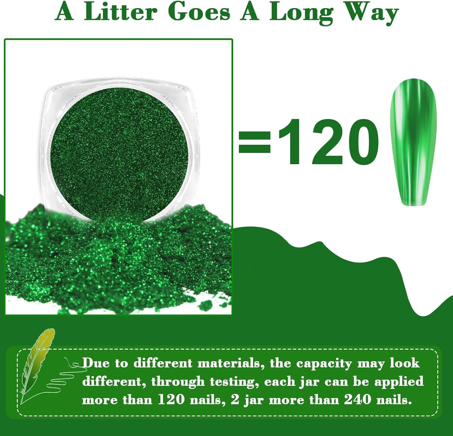 Allstarry Green Chrome Nail Powder, 4 Colors Mirror Effect Metallic Pigment Manicure Holographic Glitter Dust Kit for Gel Polish St Patricks Day Nail Art St Patty's Day Accessories - Forest Afterglow