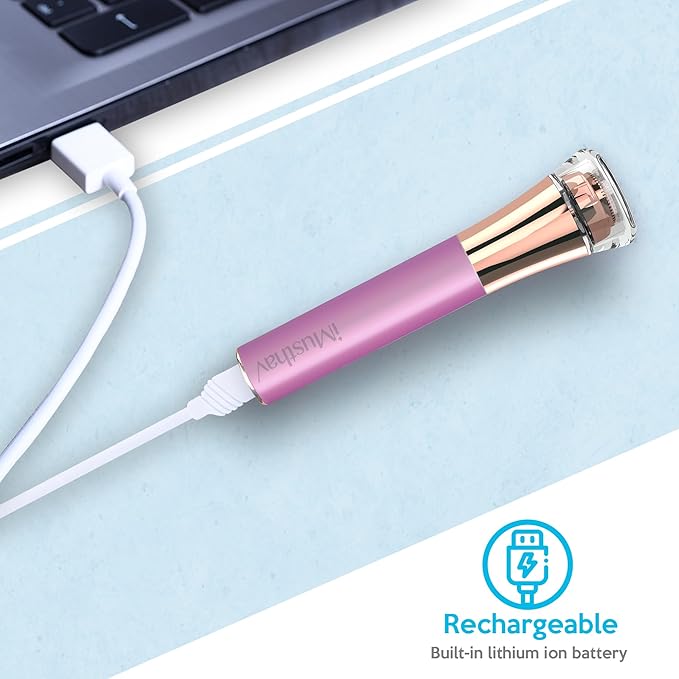 Facial Hair Remover for Women Painless Flawless Electric Razor Epilator Trimmer Shaver with 18K Gold-Plated, 16mm Dual Ring Floating Head, USB Rechargeable, 360° LED for Face Lip Hair Removal