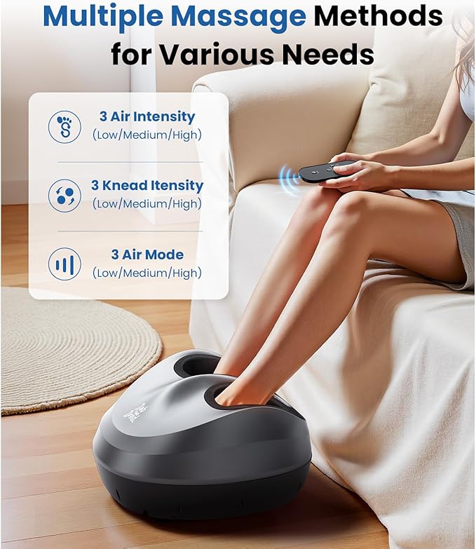 BOB AND BRAD Foot Massager Machine with Heat and Remote-FSA & HSA Eligible, Electric Shiatsu Deep Kneading Foot Massager with 4 Level, Relieve for Plantar Fasciitis and Neuropathy Pain