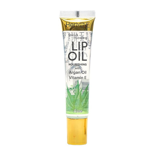 HerMINE Nourishing Lip Oil with Argan Oil & Vitamin E Clear Long Lasting Hydrating Lip Moisturizing Gel 15g / 0.52oz (Aloe)