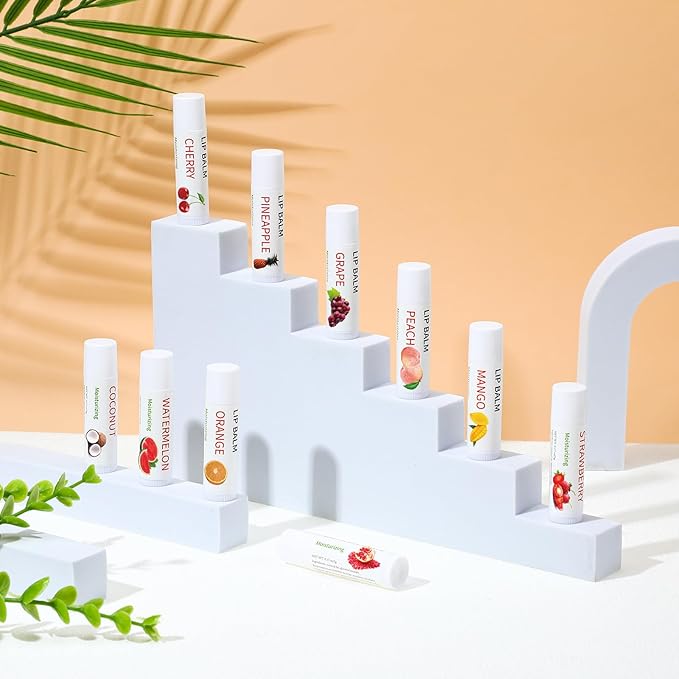 50 Pcs Fruit Flavors Lip Balm Gifts Bulk Small Thank You Gifts for Coworkers Guests Staff Customers Women Adults Wedding Bridal Baby Shower Favors Supplies Souvenirs