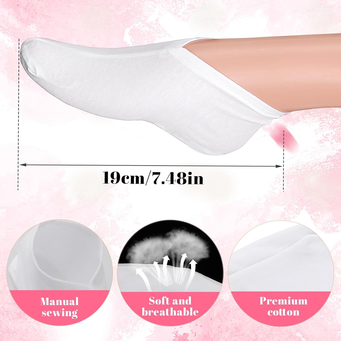 3 Pairs Moisturizing Socks Overnight Cotton Lotion Foot Cover Mask Moisture Enhancing Socks Absorbing Spa Feet Sleeve for Dry Care Cosmetic Women Men Beauty Pedicure
