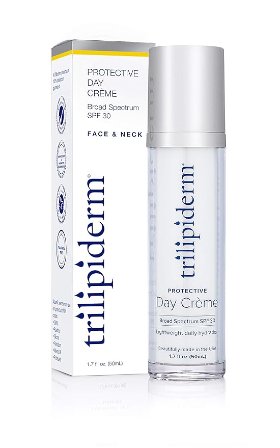 Trilipiderm Beach Lover Bundle- All-Body Moisture Retention Crème Sunscreen (8oz) & Protective Day Crème Broad Spectrum SPF 30 (1.7oz), Sunscreen Lotion UVA/UVB Set for Face, Body, Travel Size