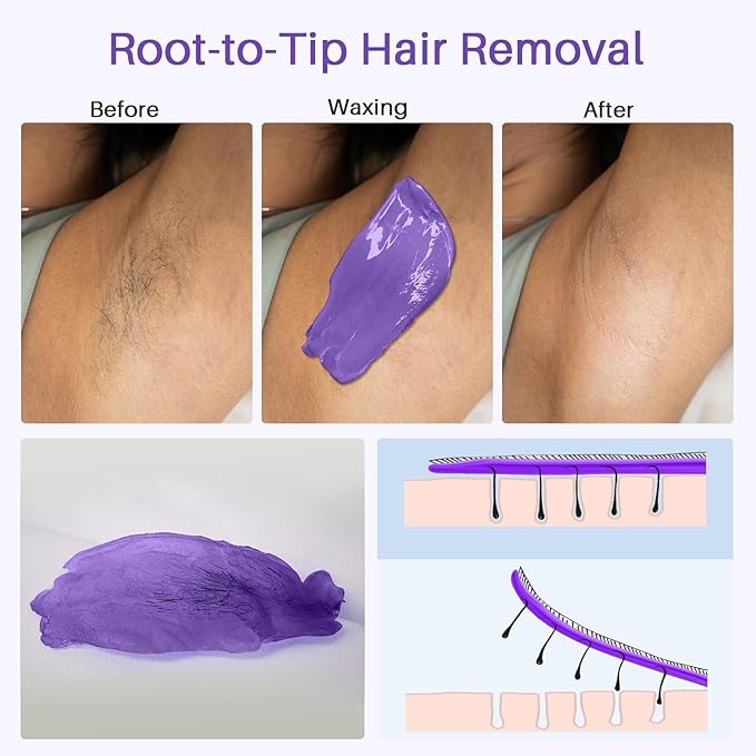 BLITZWAX Brazilian and Bikini Waxing Kit for Women, Hard Wax Warmer for Face, Legs and Body, At Home Hair Removal Kit, Beginner Friendly, Fast Heating, 51 Accessories, 6 Types Wax Bean Formula