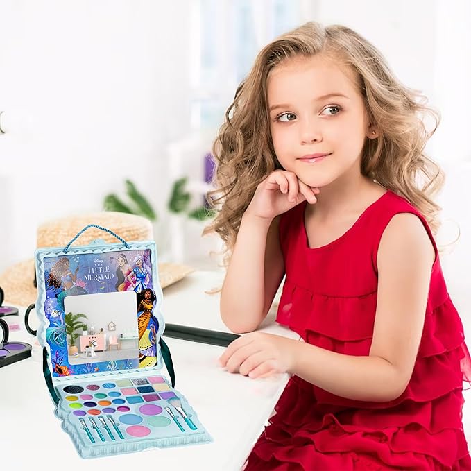 Disney’s The Little Mermaid Eye Lip and Face Beauty Soft Case Makeup Pallete for Girls Ages 3+ Perfect for Parties, Sleepovers & Makeovers