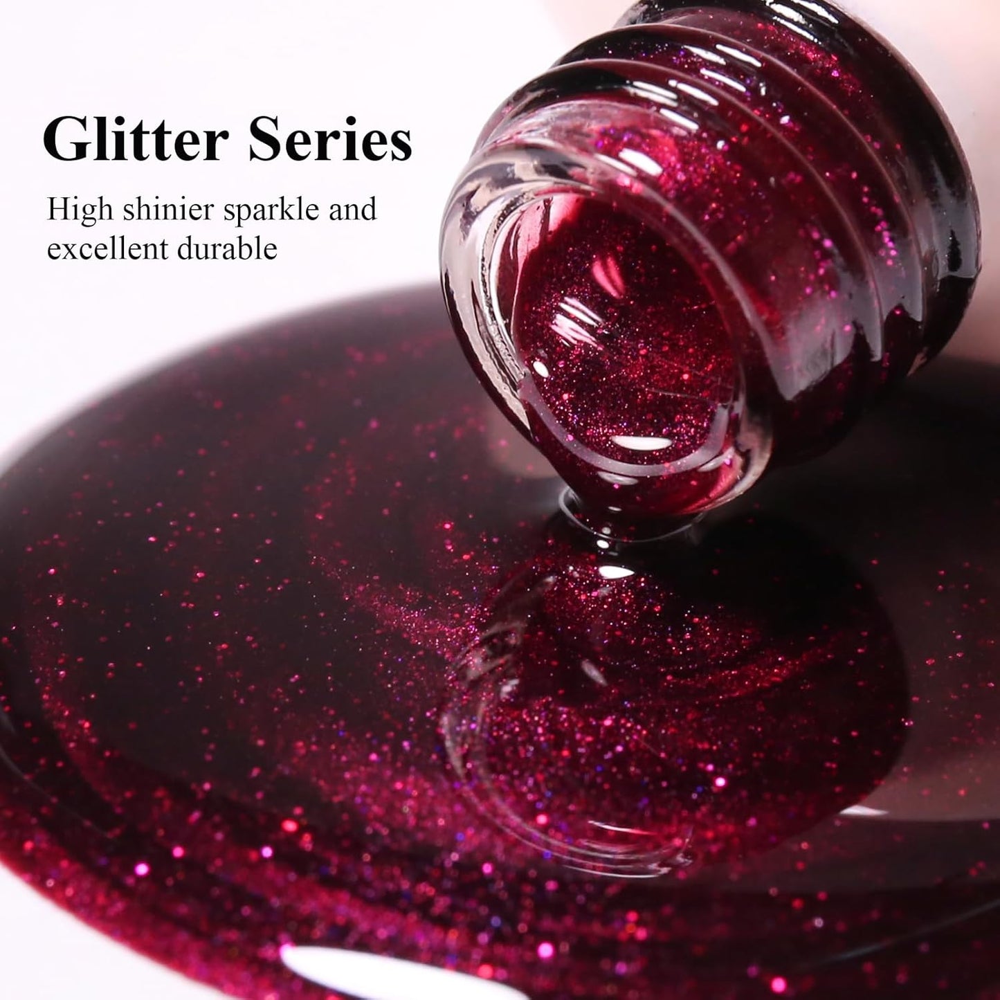 Imtiti Glitter Gel Nail Polish, Burgundy Red Iridescent Glitter Gel Polish Cherry Red Diamond Shimmer Sparkle Soak Off UV LED Nail Gel Polish Autumn Winter Gel Polish Manicure Gel Nail Kit 10ML