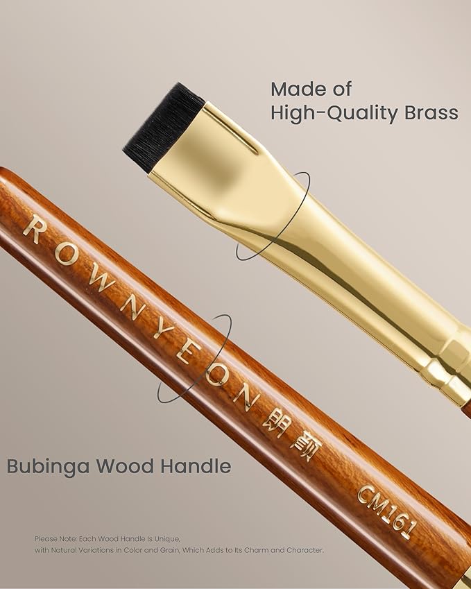 Desert Oak Series Precision Thin Eyeliner Brush - Dual-Ended Angled & Concave Tips for Winged Lines/Tightlining, Gel & Liquid Liner Compatible, Ebana Handle (CM 161)