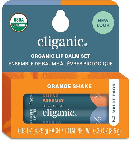 Cliganic Organic Lip Balm 2 pack - Orange Shake