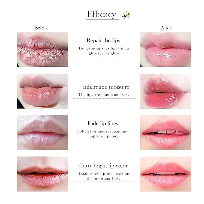 2PCS Honey Lip Balm, Exfoliating Honey Pot Lip Balm Sleeping Lip Mask with Brush, Hydrating & Prevention Dry and Cracked, Lip Scrubs Exfoliator & Moisturizer