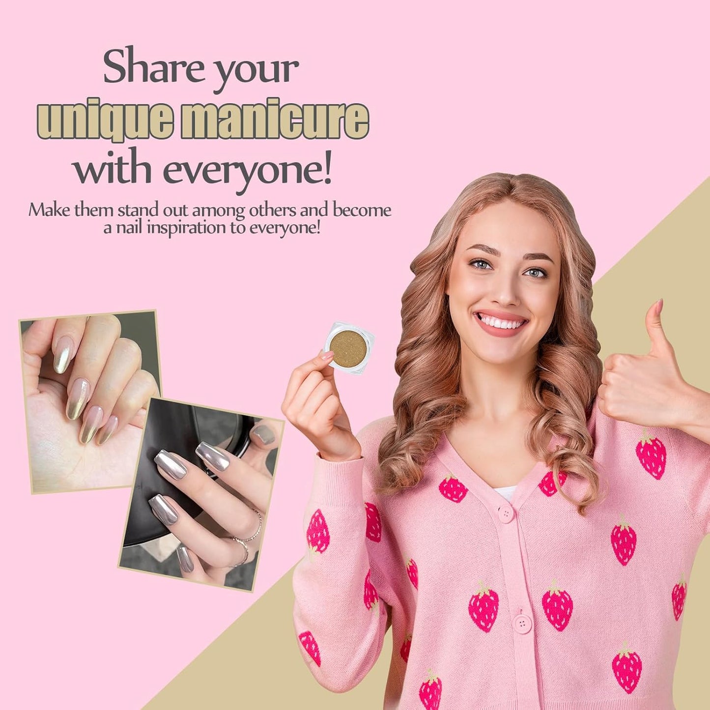 Artdone 2 Jars Chrome Nail Pearl Powder Silver and Gold, Iridescent Aurora Powder Metallic Mirror Effect Pigment Pearlescent Mermaid Pearl Dust Kit, Decoration Acrylic Resin Craft