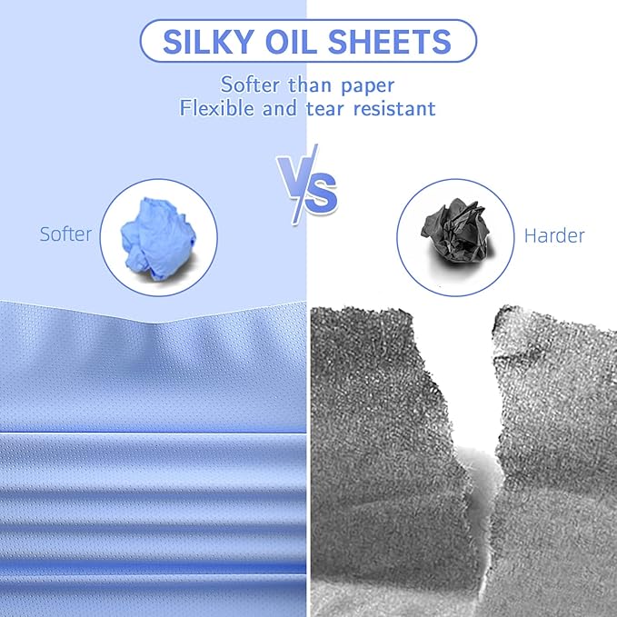 Great Absorbent Oil Blotting Sheets for Face - 10% Larger Oil Control Film 4pk/200 Makeup Friendly Blotting Paper for Oily Skin, High-Performance, Tear-proof Oil Absorbing Tissues