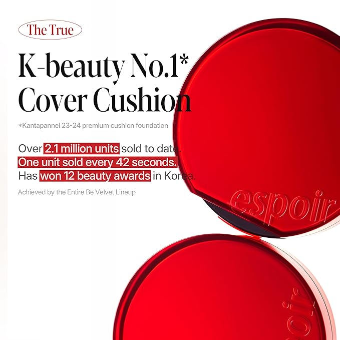 espoir [NEW] Be Velvet Cushion Foundation | Quick and Easy Coverage with Long-lasting Color by Zero Oxidation (#22 Petal, 0.46 Ounce (Pack of 1))
