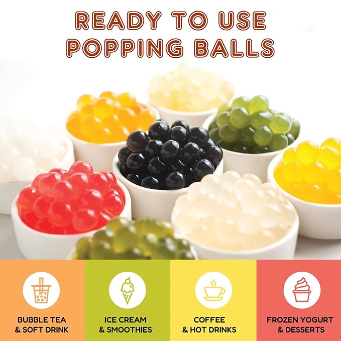 Fanale Mango Popping Boba Pearls, Vegan, Non GMO, Gluten Free, Fat Free, Perfect for Bubble Tea, Smoothies, Ice Cream, Desserts, and Beverages 1lb x 12.